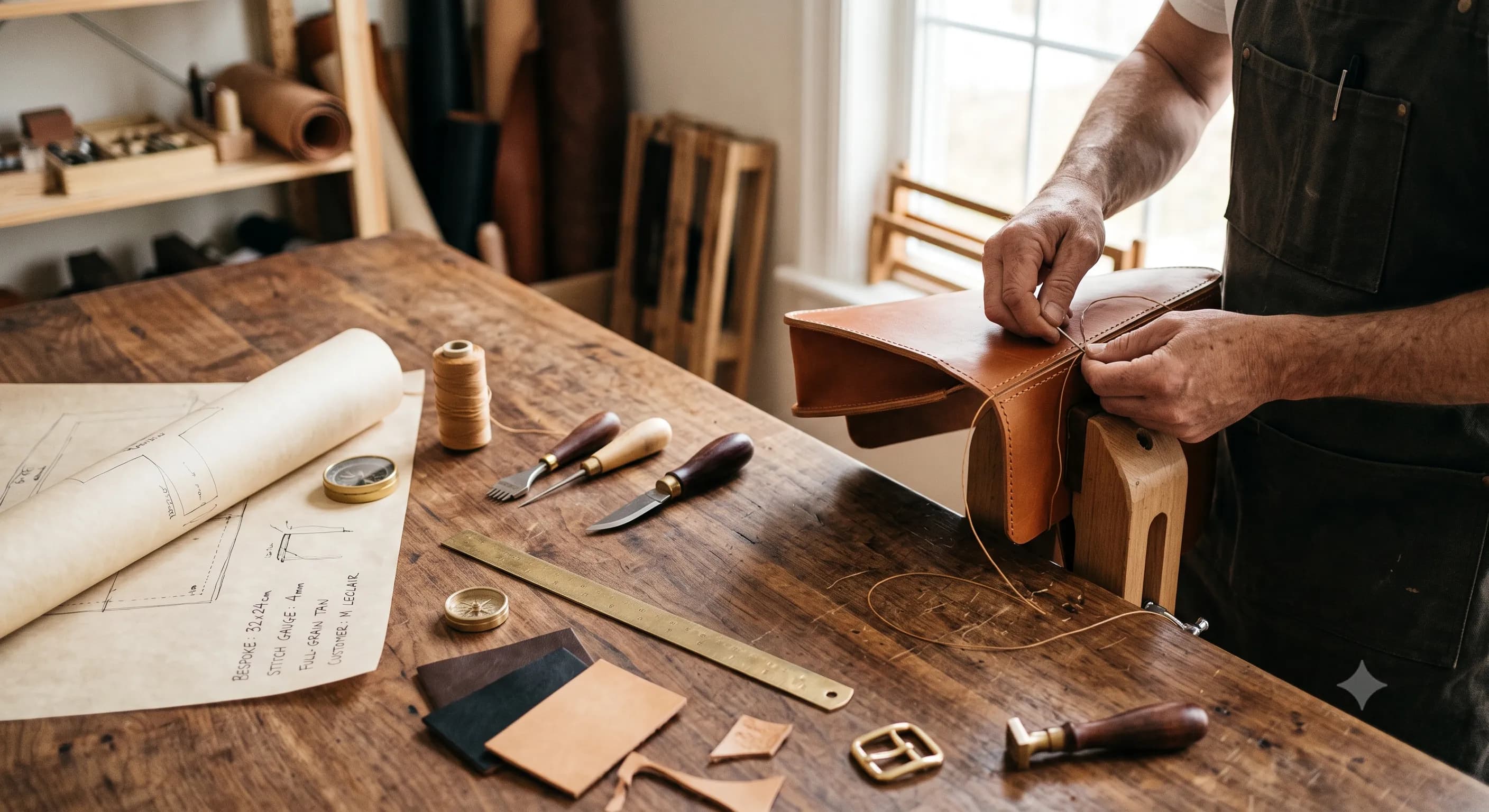 Master artisan crafting bespoke leather