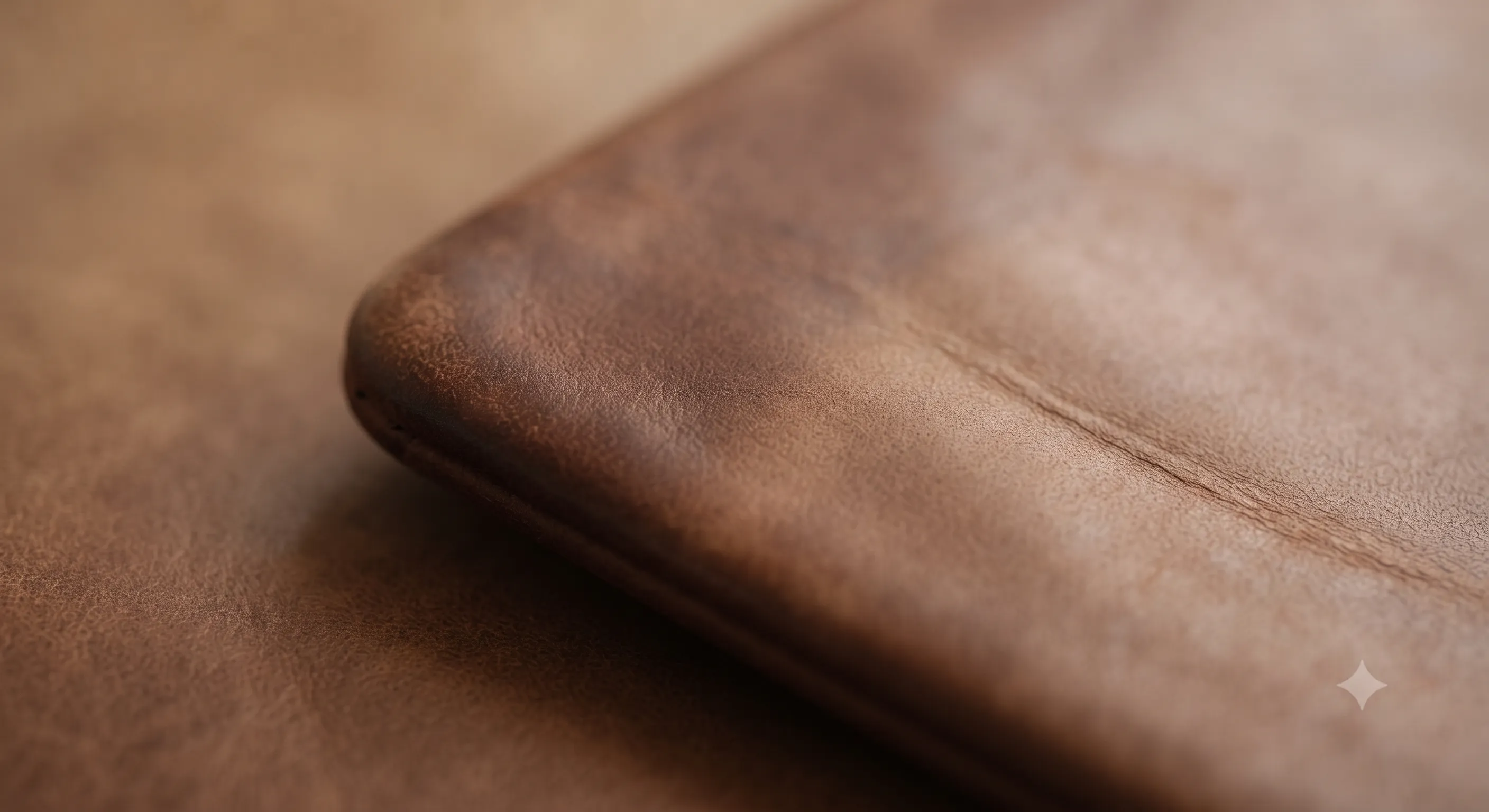 Close-up material study of aged leather patina.