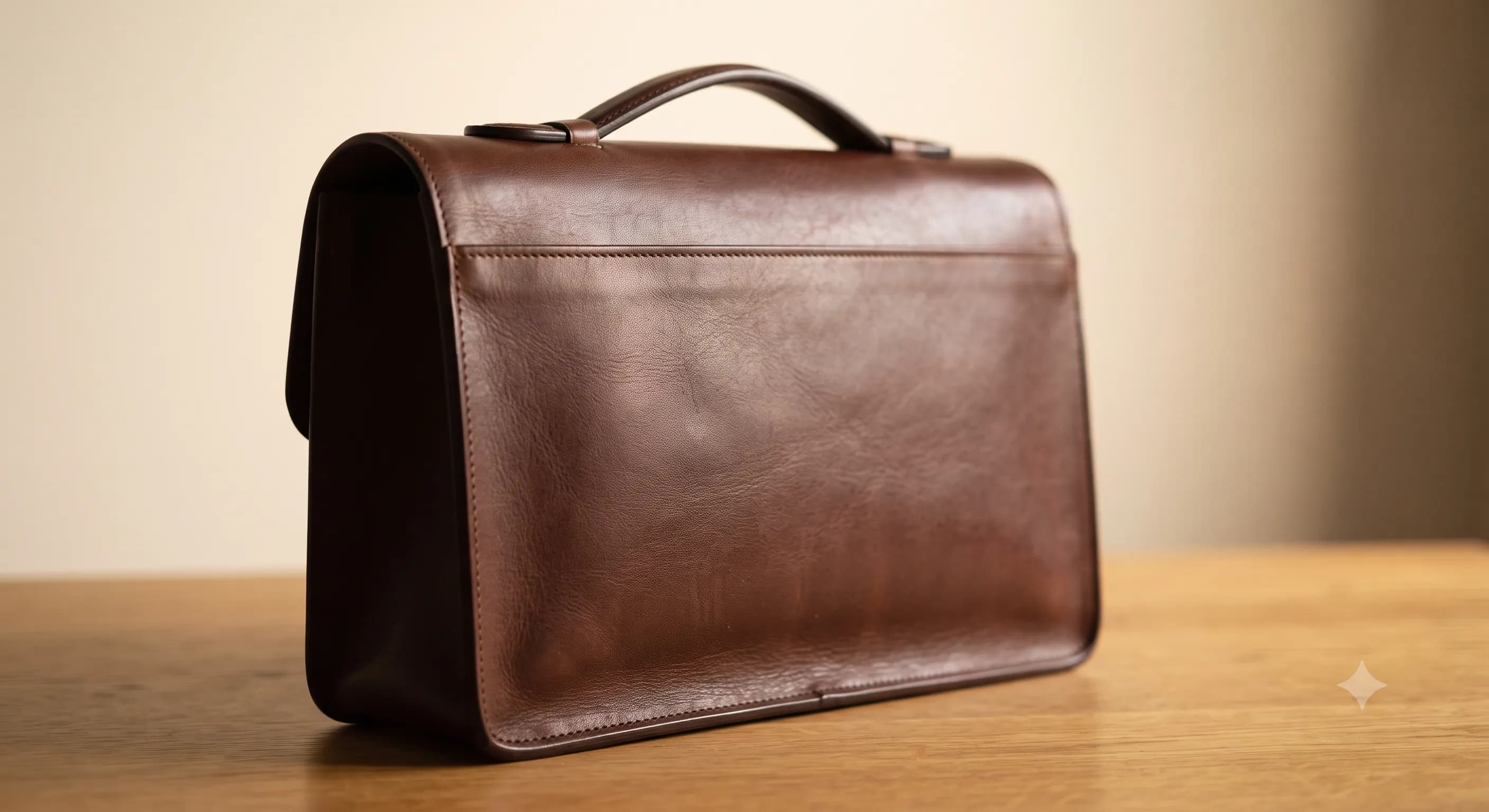 Beautifully restored close-up of a genuine leather piece.