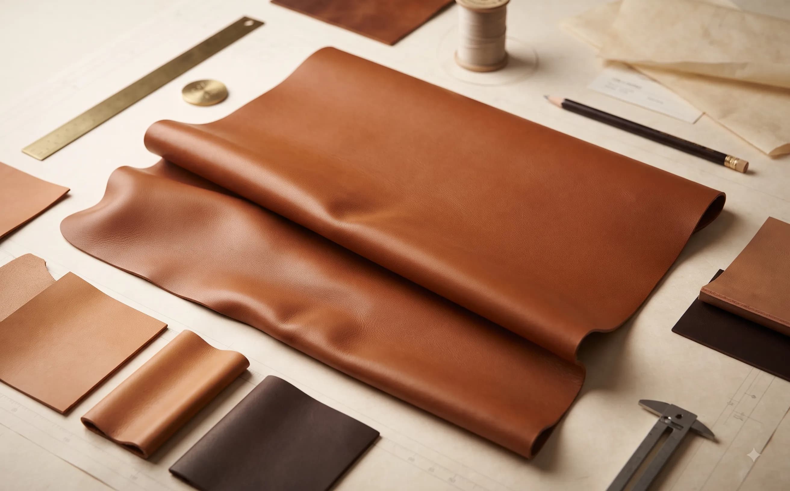 Close-up of Calf Leather texture