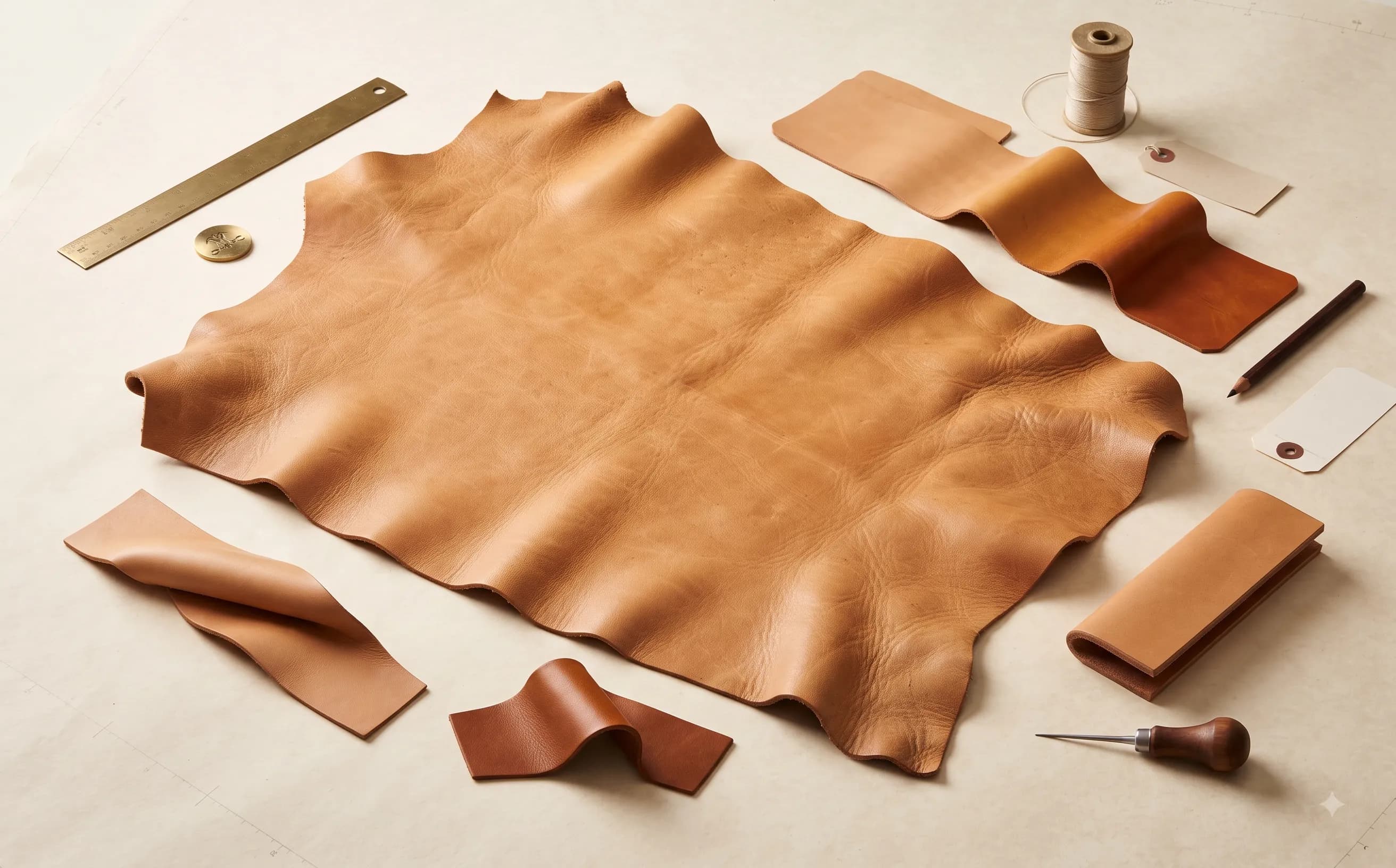 Close-up of Vegetable-Tanned Leather texture