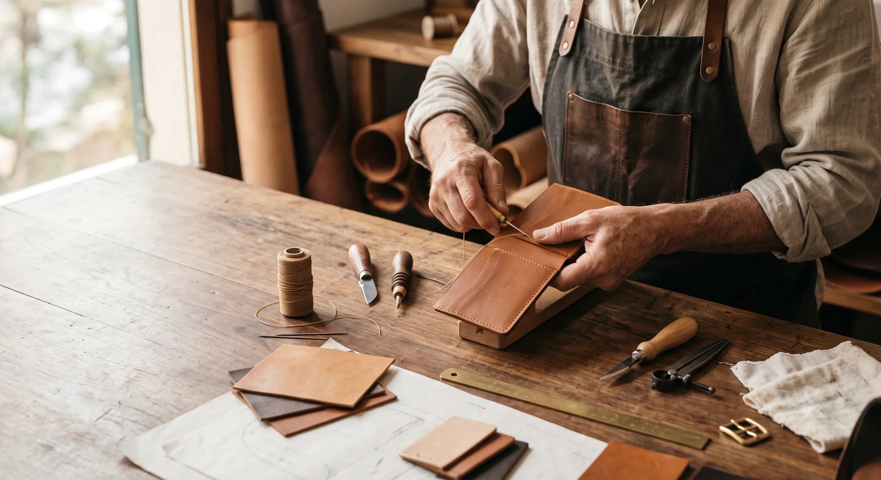 Artisan stitching leather