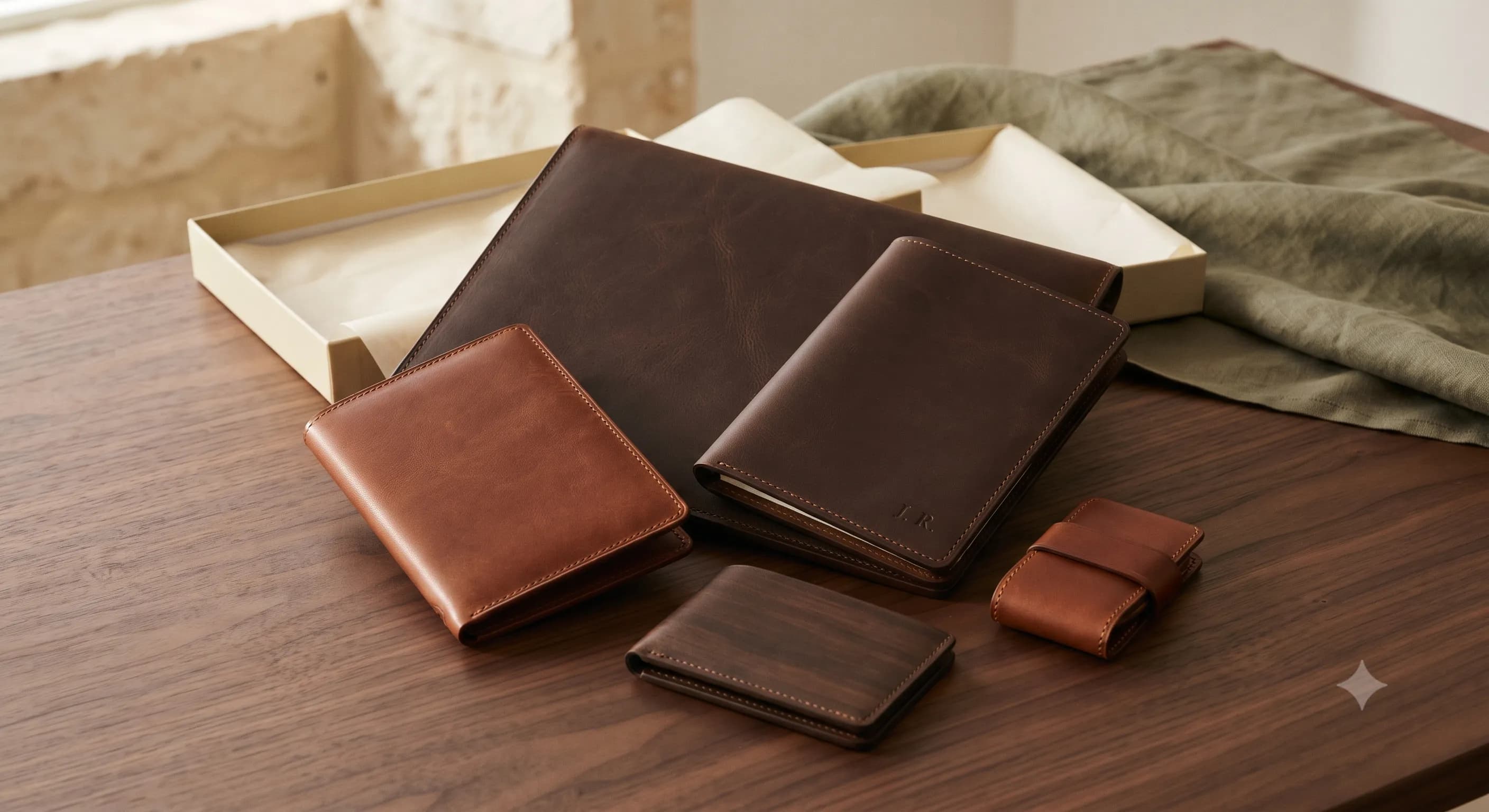 Curated collection of handcrafted leather pieces