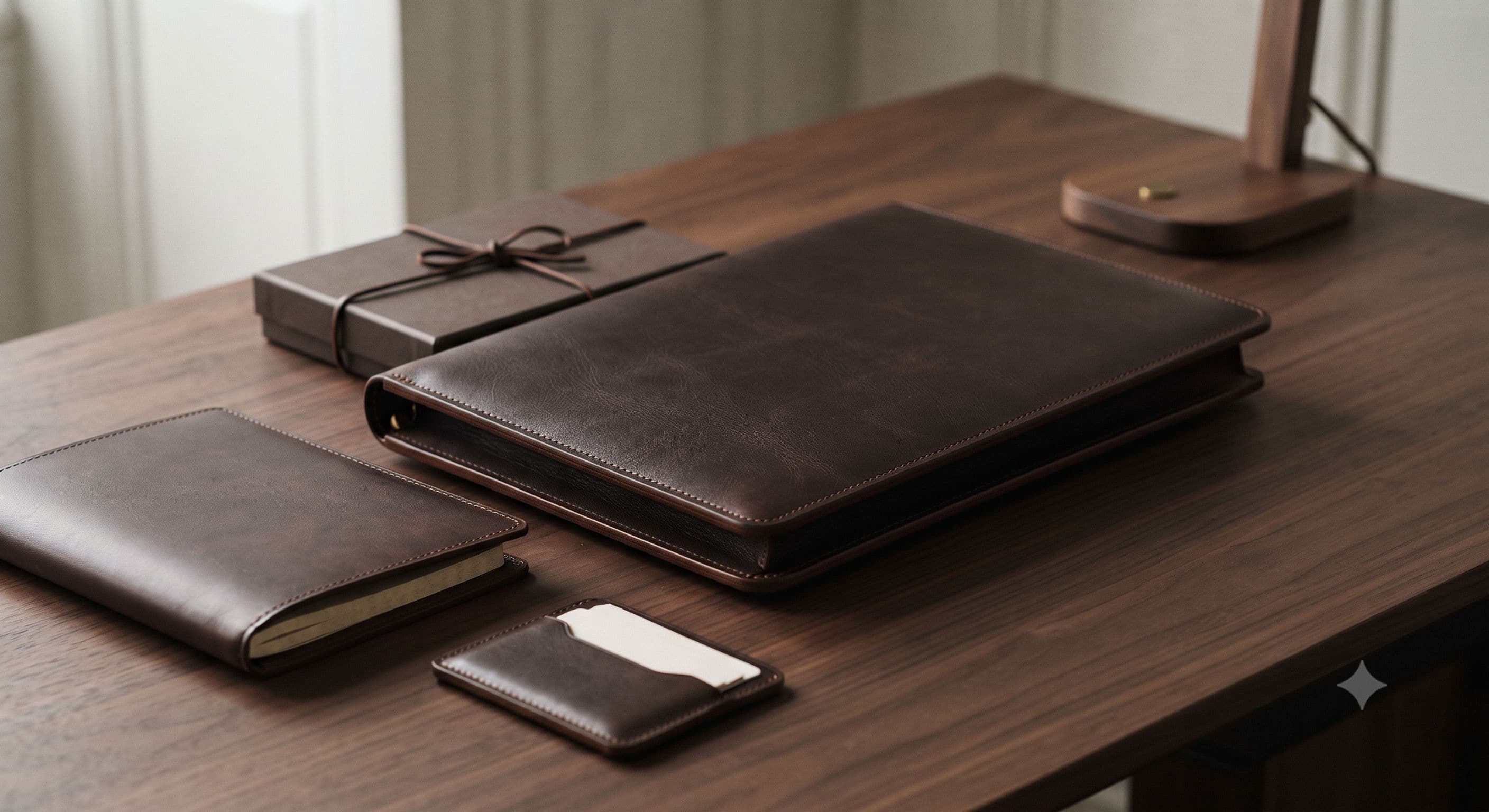 Refined leather notebook cover for an executive gift